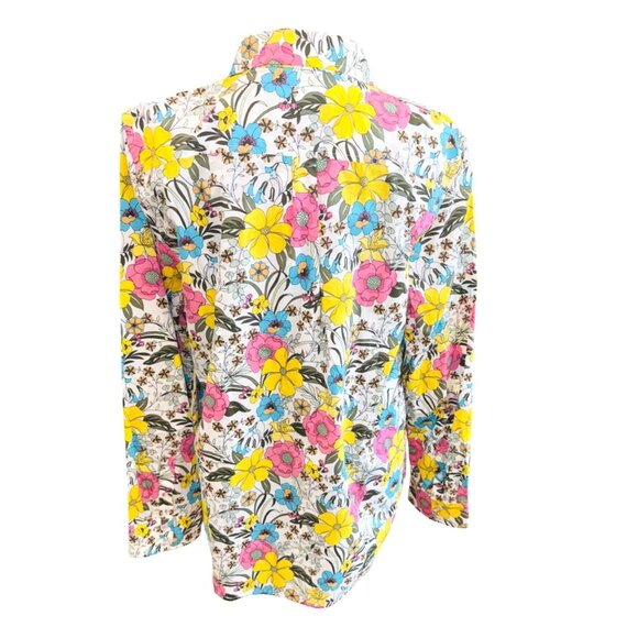 Talbots Bright Floral Button-Down Shirt L 100% Cotton Multi-Color Sustainable - Picture 4 of 11